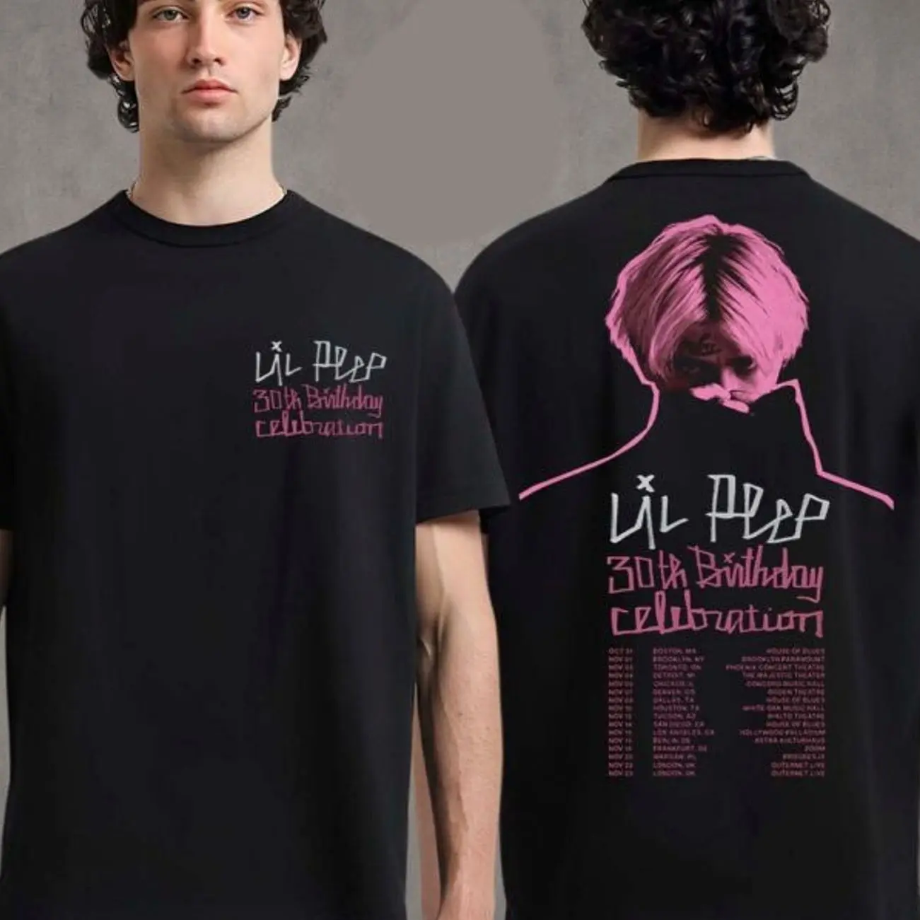 Lil Peep 30th Birthday Celebration 2026 Tour Schedule Dates Two Sided T-Shirt JJF
