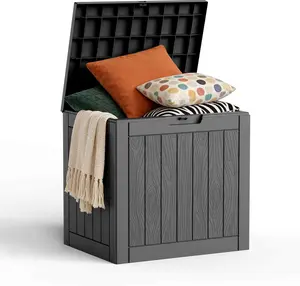 30 Gallon Outdoor Deck Box, Lockable Waterproof Outdoor Storage Boxes For Garden Tools,Indoor Cushions,Accessories Outside Storage Resin Weatherproof Container