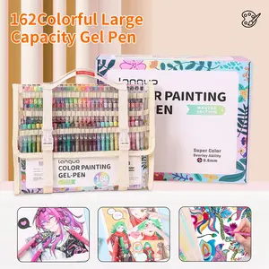 Languo 168 Colorful Gel Pens, 0.6mm Needle Tip, Multi-Color Set, Large Capacity Ink, Portable Storage, Professional Art Use