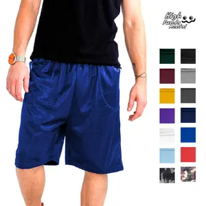 HILL Men's Active Mesh Shorts Basketball Shorts with Drawstrings 2 Pockets Lightweight Plain Casual Gym Shorts Hip Hop Harem Multi Colors (S to 5XL)