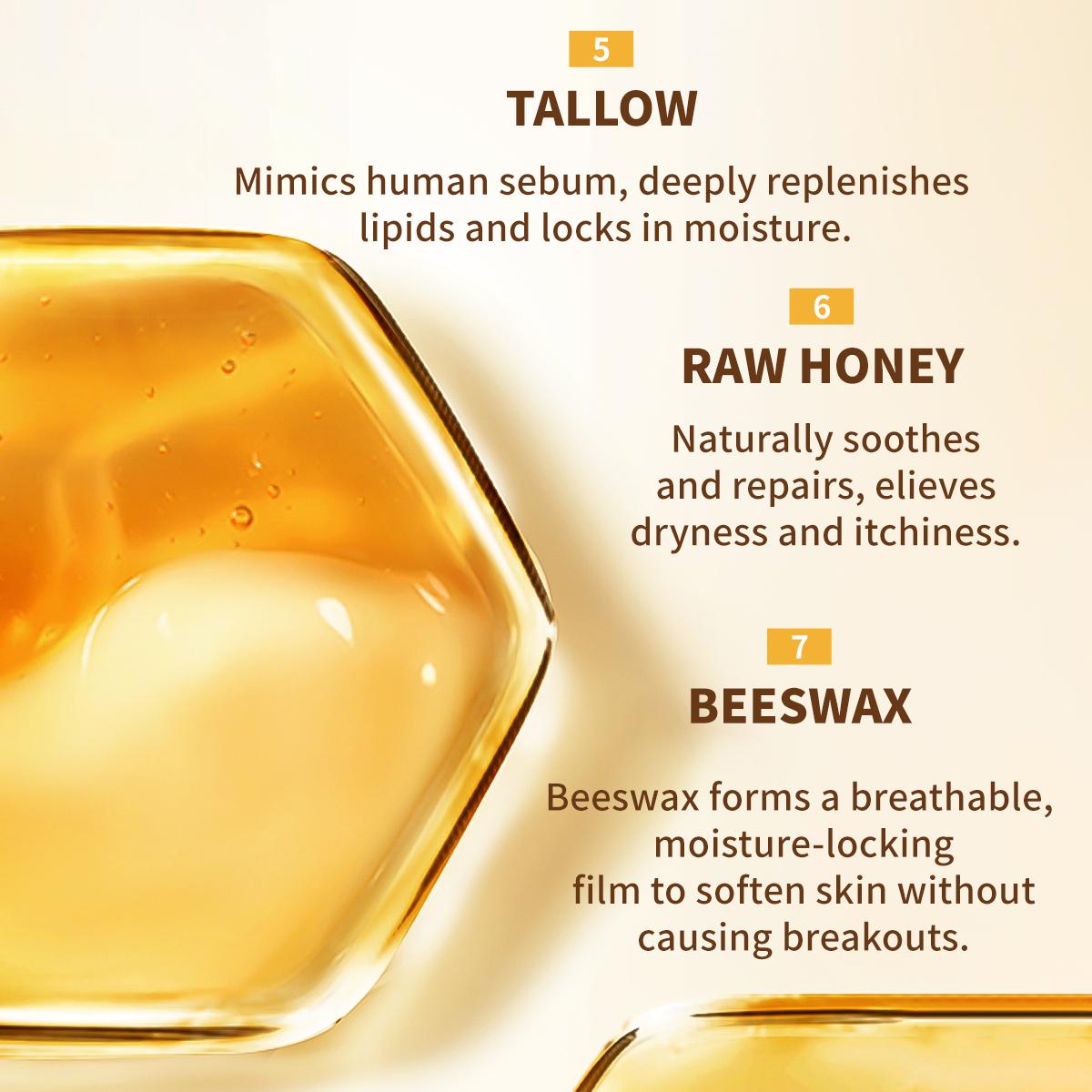 Whipped Tallow Honey Balm Face & Body Moisturizer - Hydrating Cream for Locking in Moisture (Glass Skin Support), Hydrate, 120G