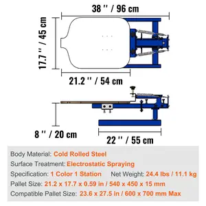 VEVOR Screen Printing Machine, 1 Color 1 Station Silk Screen Printing Press, 21.2x17.7in Screen Printing Press, Double-layer Positioning Pallet, Adjustable Tension for T-shirt DIY Printing