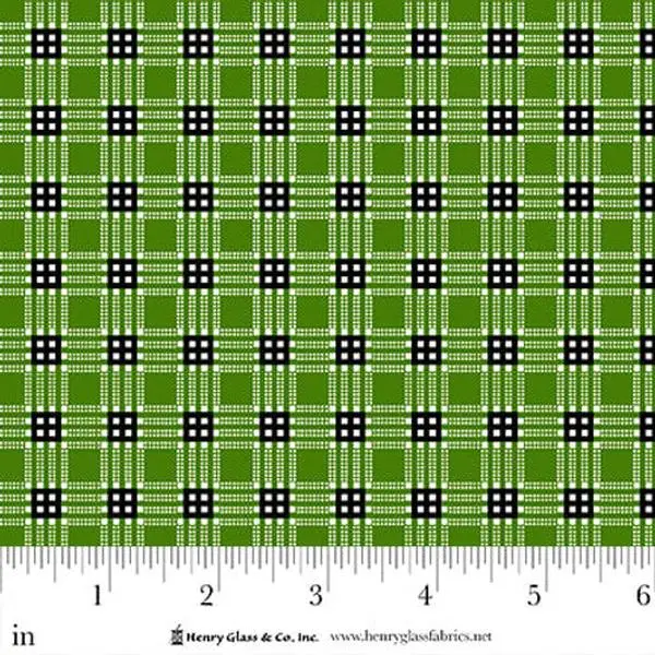 Fabric Henry Glass Green Small Even Plaid Frosty and Forest Friends by the Quarter Yard 2043-69