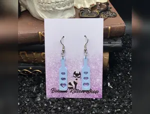 BDSM Heart Paddle Earrings, Baby Blue Acrylic