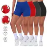 Women's 4-Pack High-Waisted Stretch-Fit Active Biker Shorts with Phone Pocket - Tummy Control, Above the Knee Gym Skinny Shorts for Yoga, Running, Stretch-Fit Shorts