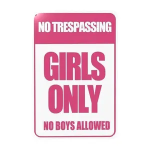 Girls Gifts Funny Only Sign No Trespassing No Boys Allowed Tin Sign for Room Bedroom Dorm Wall Decor 8 X 12 Inch