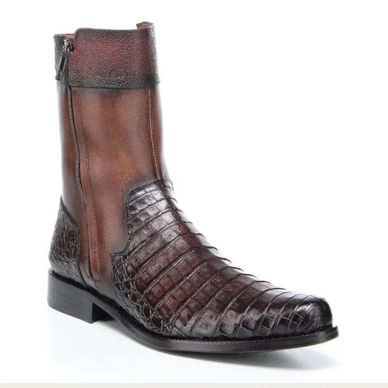 Botin Casual Milano Bronce Round Toe Plain Winter Footwear for Men Vaqueta Closed Boot with Goma Sole and Artisanal Details