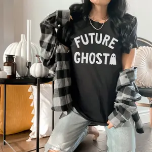 Future Ghost Black Unisex T-Shirt, Trendy Halloween Shirt, Unisex Cotton T-Shirt, Comfortable Classic Relaxed Fit Casual Fashion