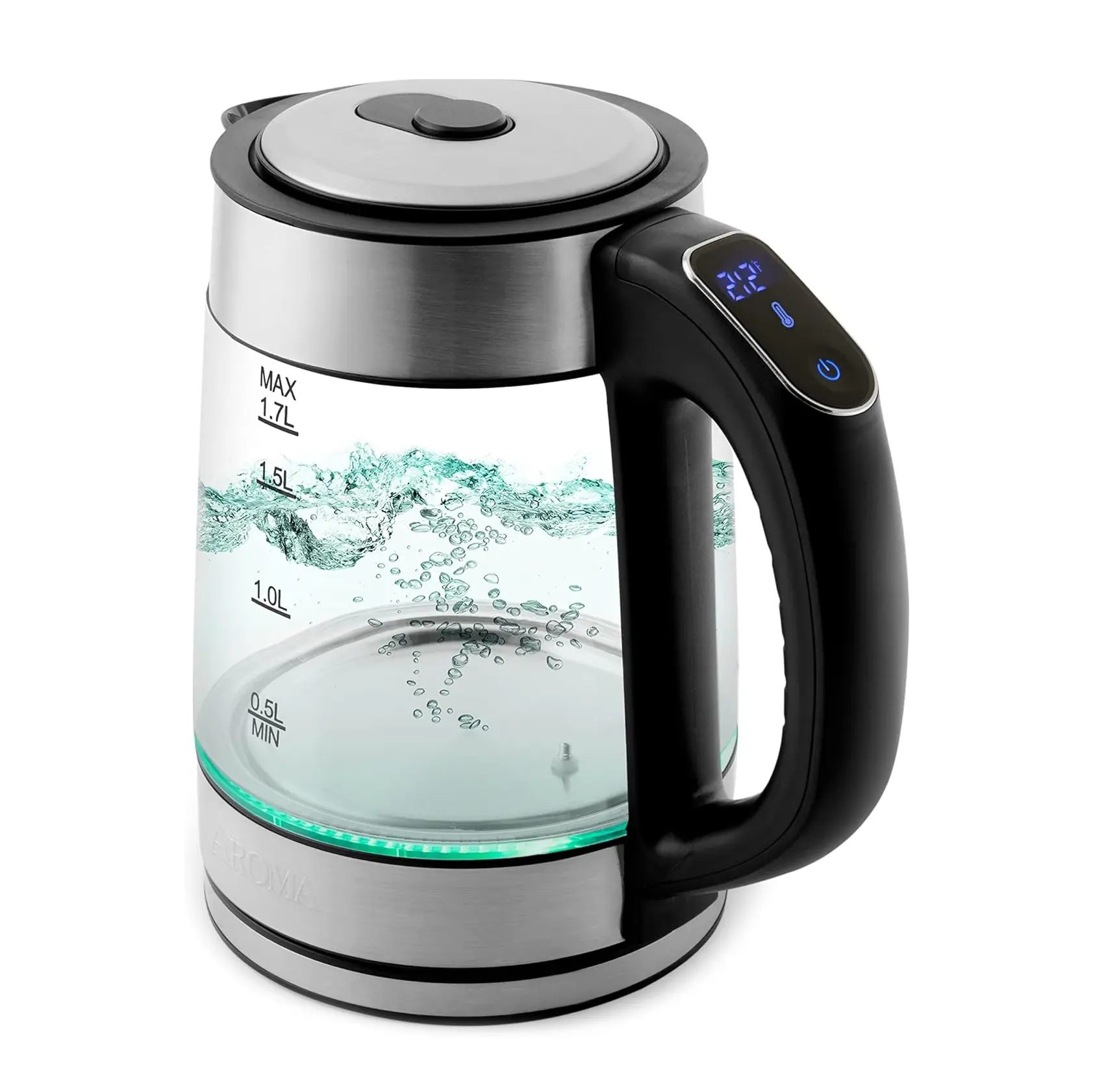 Aroma Digital Glass Electric Water Kettle – 7-Cup / 1.7L, Fast Boil, LED Temperature Control Aroma Digital Glass Electric Water Kettle – 7-Cup / 1.7L, Fast Boil, LED Temperature Control