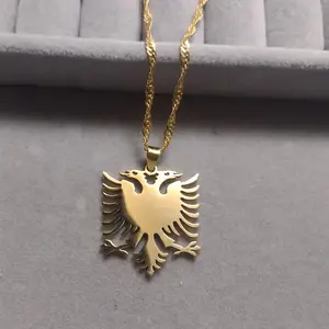 Albanian Double Eagle Necklace - Tarnish-Resistant Stainless Steel Jewelry Chain, Black Friday Gift, Gift Box, Exquisite Women Jewelry