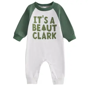 Baby Boy Christmas Outfit Christmas Tree Jumpsuit Long Sleeve Letter Print Romper Newborn Fall Winter Clothes