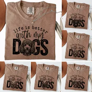 Comfort Colors Dog Lover Shirt 50+ Breeds, Funny Dog Tee, Pitbull Poodle Dachshund Yorkie Shirt, Life Is Better With My Dogs
