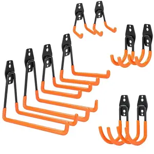 Garage Hooks Set of 10, Steel Wall Mounted Storage Hooks for Tools Ladders Bikes Cables Equipment Organizer, U Shaped Hook