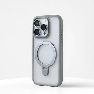 Matte Metal Ring Kickstand Skin Feel Matte Phone Case with Hard Bumper Cover and Wireless Charging for Iphone 17, 16, 15, 14, 13, And 12 Pro Max - a Perfect Gift. Protective Shockproof Casing