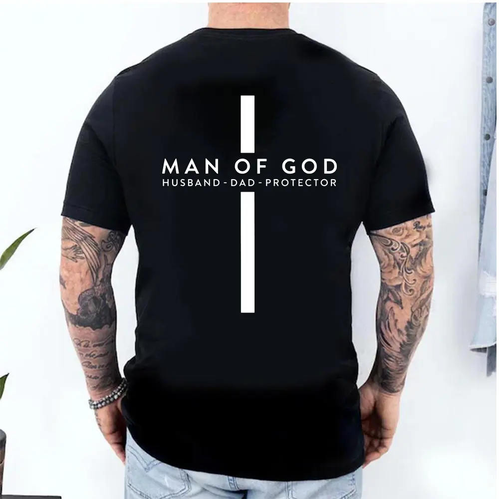 Man of God T-Shirt | Husband/Dad Protector | Father’s Day Christian Cross Shirt