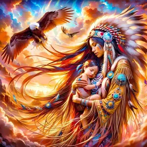 5D DIY Full Drill Round Diamond Painting - Diamond Painting Kit Eagle Feather Decoration Mosaic Canvas DIY Wall Art, Home Wall Decoration, Diamond Art Tools
