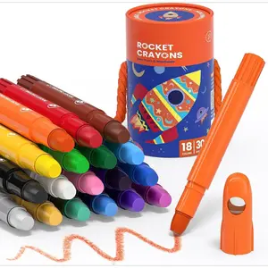 P-ITC040    18 Colors Twist Crayons for Toddlers 1-3, Non-Toxic Washable Crayons for Ages 4-8 with Storage Bucket, Ultra-Silky and Easy to Hold Art Supplies, Ideal Coloring Gift for Boys and Girls