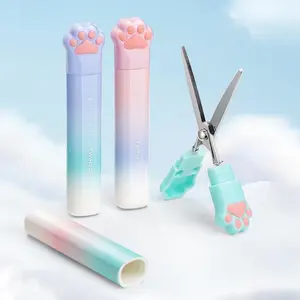 Cute Cat Paw Design Scissors, 1 Count Portable Mini Scissors, Office Cutting Supplies for Home School Dormitory Office, Paper Cutters
