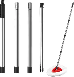 4-Section Spin Mop Replacement Handle2.5-to-5 Foot Mop Stick Compatible with Triangle Spin Mop Base, Compatible with Ocedar Mop Handle for EasyWring Mop Refills (black)Mop  not included