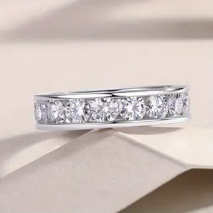 S925 silver full diamond single row ring, 4.8 carat moissanite full diamond engagement ring, silver weight 1.6 grams, perfect anniversary gift