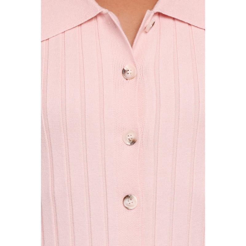 Aisha Short Sleeve Knit Midi Dress - Pink