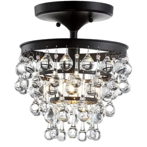 JONATHAN Y Toronto Metal/Crystal LED Flush Mount