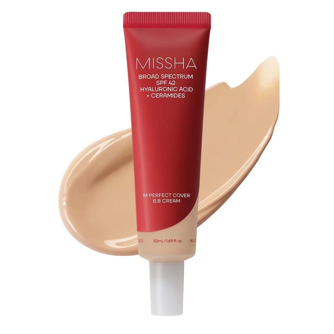 MISSHA M Perfect Cover BB Cream No.23 Natural Beige SPF 42 PA+++ 1.69 oz | Light-medium cool-neutral skin; tinted moisturizer for face, buildable coverage, smooth natural finish, daily wear