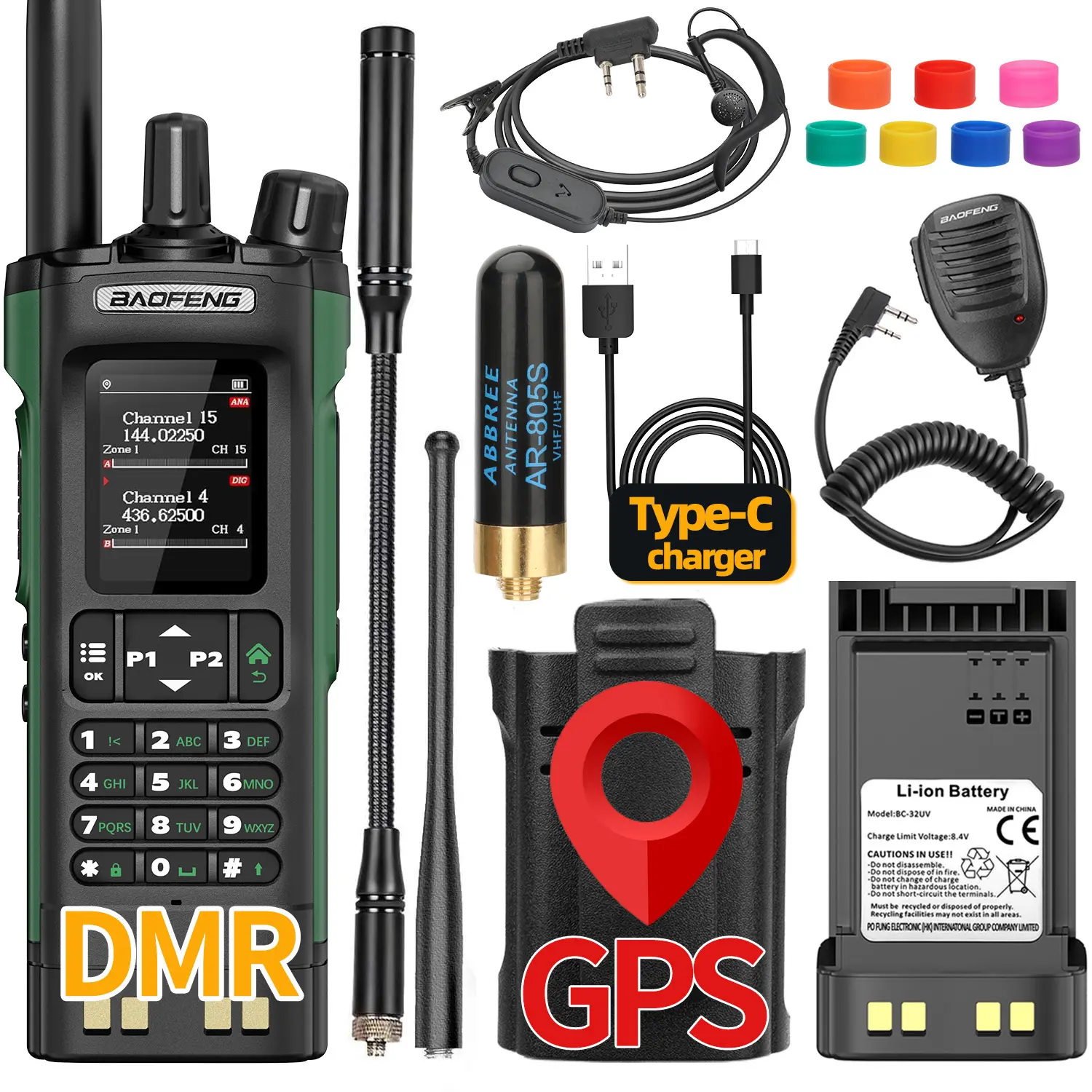BAOFENG DM 32 10W Digital Mobile Radio Dual Mode DMR Walkie Talkie GPS APRS Dual Band Dual Time Slot Two Way Radio for Outdoor Hunting  DM- 32UV