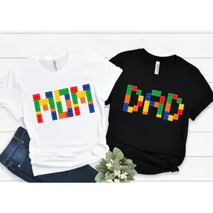 Building Blocks Birthday Shirt, Family Matching Personalized Name, Mom Dad Party Tee