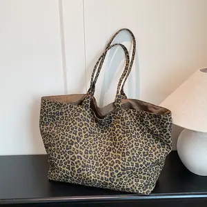 2026 Extra-Large Reversible Canvas Tote Bag, Bold Leopard Print & Brown Solid Neutral! Spacious & Perfect for Work or Weekend