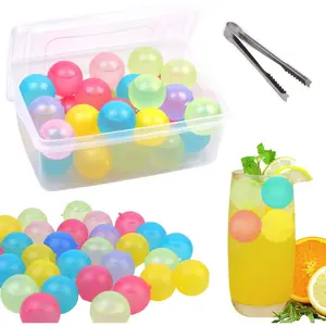 Ice Cube with Lid and Bin, Plastic Ice Cubes Round for Drinks , Refreezable Ice Balls for , , Coffee,  or  - Party Supplies for Boys, Girls, /Adults 24 Pack