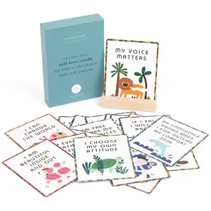 Kid's Affirmation Cards: 25 Positive Messages in a Storage Box with Display Stand – Empower Your Child Today!
