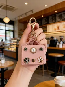 European Luxury Elegant Multifunctional Pearl Flower Mini Faux Leather Coin Purse Keychain Storage Bag Bluetooth-compatible Earphone Case Fashion Daily Essential Gift Pouch