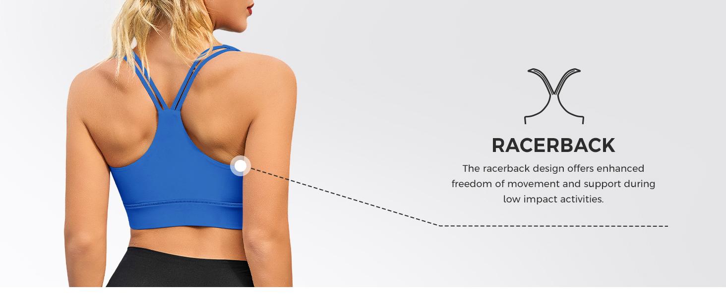 Aoysky Womens Buttery Soft Racerback Sports Bra Square Neck Ruched Padded Y-Back Workout Gym Crop Tank Tops