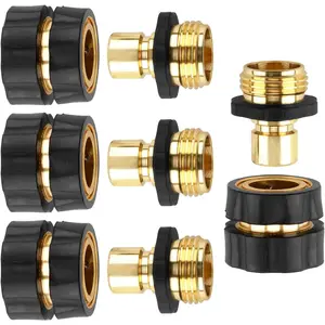 Quick Connect Hose Fittings Male and Female Set, 3/4 Inch Water Hose Connector with Rubberized Grips, Aluminum Garden Hose Fitting Quick Connector for Garden Kitchen(4 Sets)