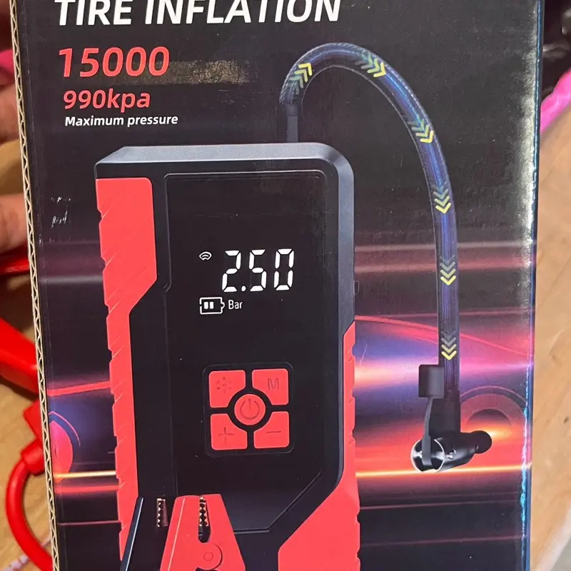 Compact Portable Car Tire Inflator Air Pump – Automotive Tools, Digital Tire Pressure Inflator, 15000Pa Wireless Air Compressor with LED Display