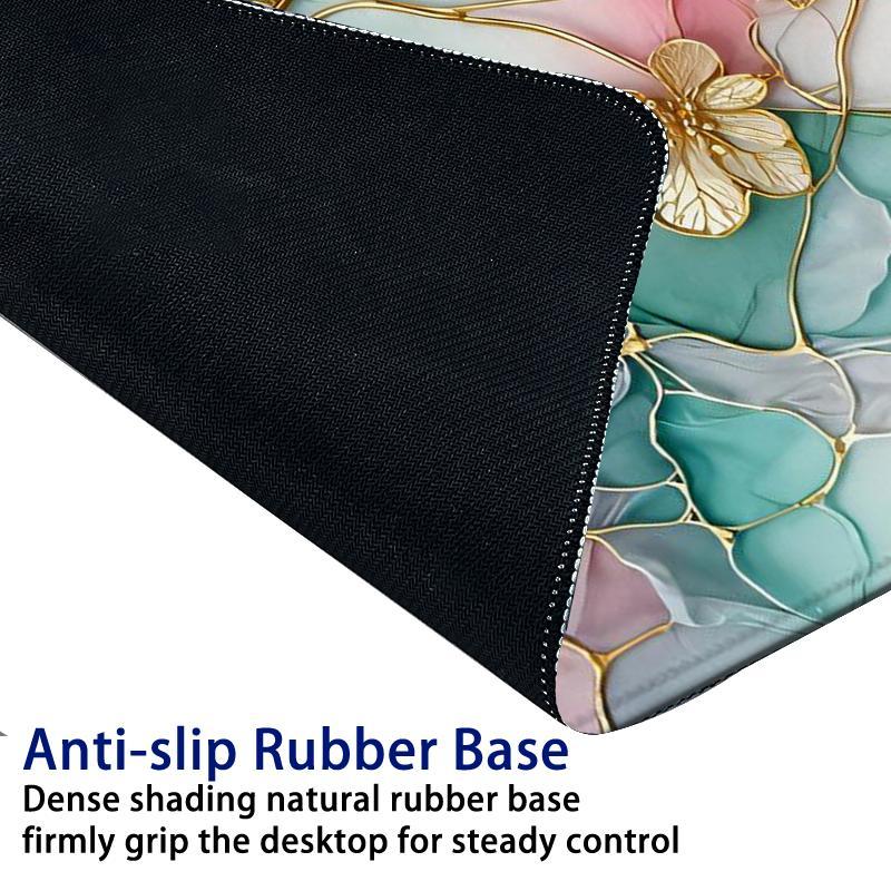 Floral Pattern Pastel Color Desk Mat, Large Elegant Stained Glass Mouse Pad, Pastel Color Aesthetic Computer Mat for Desk, Home Decor, Gaming Desk Accessory, Corporate Work Desk Accessories,Desk Organizer, Office Desk Accessories, Cute Desk Accessories