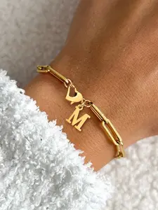 Women's Stainless Steel Heart Buckle Pendant Bracelet, Casual Fashion Jewelry, All Seasons Wear, Plated Precious Metal Chain, Jewelry Accessories