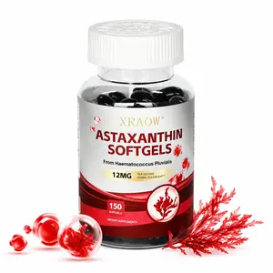 XRAOWAstaxanthin Capsules | 12mg Astaxanthin + Haematococc(150 Count) - Premium Antioxidant Supplement for Skin， Eye, Joint & Immune Support boost