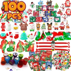 Valentine Day Gift  Premium Christmas Party Favors for Kids 3-10 (100PCS Bulk) - Stocking Stuffers Bulk Fillers with Pop Its & Fidget Toys, Santa Goody Bags Fillers, Classroom Prizes, Pinata Toys Box
