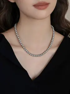 No brand Popular Black Swan Pearl Necklace with Small Beads
