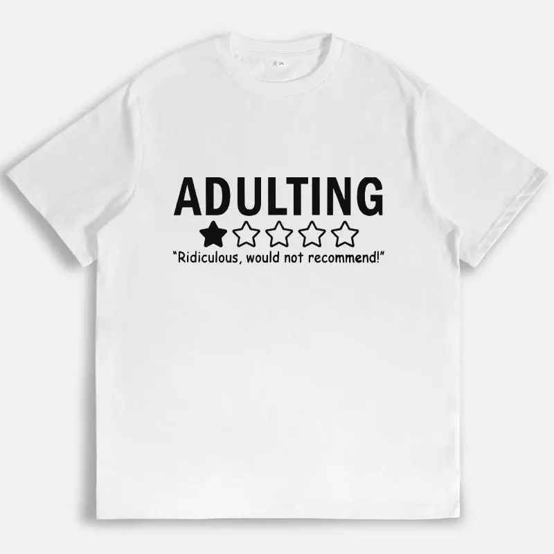 Adulting One Star Review Funny Graphic Tee Sarcastic Shirts for Women Trendy Casual Daily Wear Soft Summer T Shirts Relatable Humorous Graphic Tops
