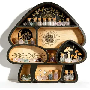 Mushroom Crystal Shelf Display, Decor Wall Shelves, Crystal Holder, Mushroom Decorations and Trinket Shelf, Knick Knack Shelf, Unique Aesthetic Home Decor