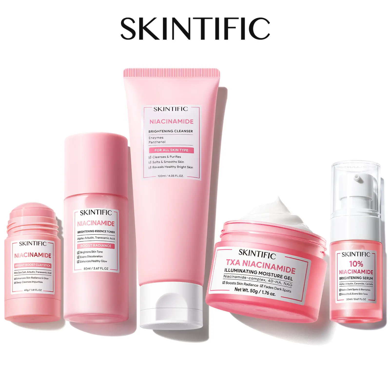 SKINTIFIC Niacinamide Brightening Skincare Set | Royal DSM & MSH Niacinamide + Alpha Arbutin for 7-Day Glow & Barrier Repair