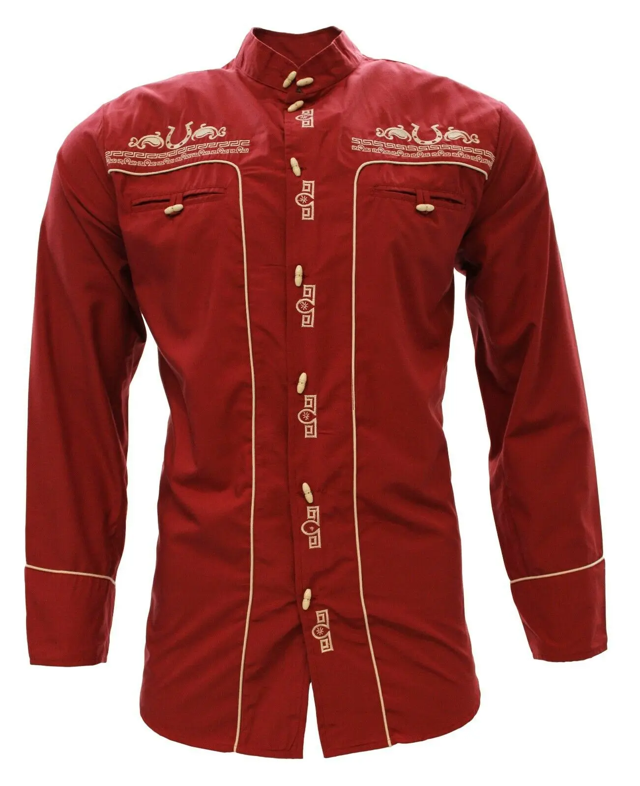 Camisas Charras Para Hombre Vino Obscuro Tradicional