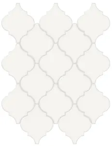 Soho Canvas White Beveled Arabesque Glossy Glazed Porcelain Mosaic