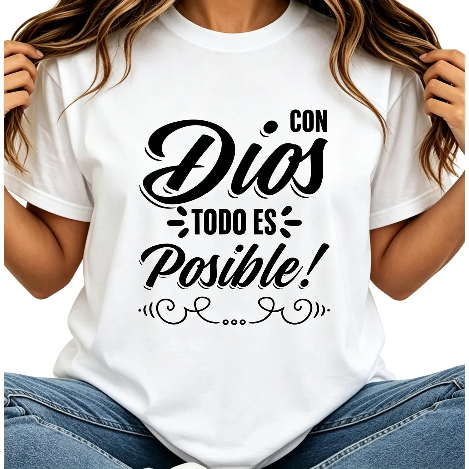 Women Men Con Dios Todo ES Posible Mateo 19 26 Faith Quote T-Shirt  funny graphic tee