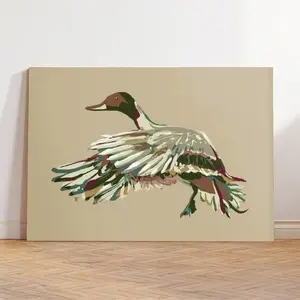 Duck Canvas Wall Art, Minimalist Bird Wall Decor, Neutral Animal Art Print, Farmhouse Living Room Bedroom Wall Decor, Canvas Poster or Framed Canvas Wrap