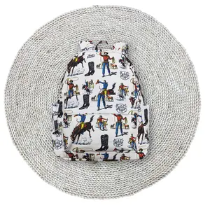 Kids Children Western Cow Rodeo Horse Farm Country Life Zip Canvas Backpacks Bags Back To School