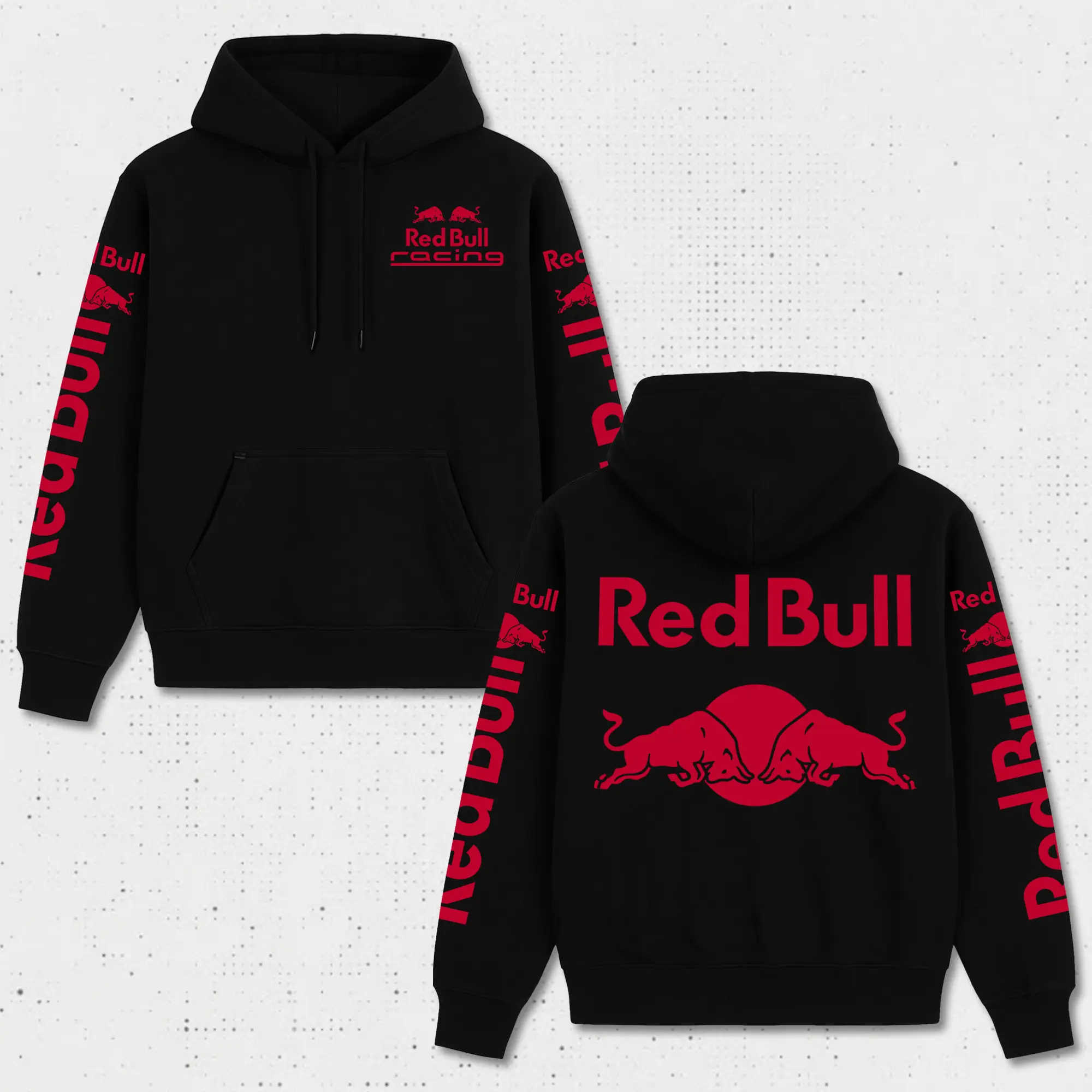 Red Racing Hoodie Gildan, The Red RBR Gives You Wings Pullover Sweatshirt, Geometric Bull Logo Graphic Apparel, Vintage Formula Motorsport Outerwear, Grand Prix Fan Clothing, Men Women Long Sleeve Heavyweight Oversized Black Clothing